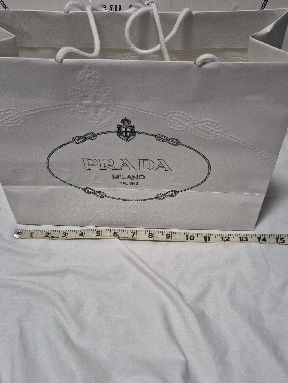 Set of 3 Prada White Logo Shopping Totes - White & Black Accents